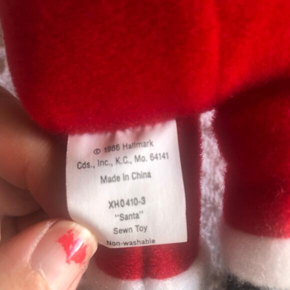 Vintage 1986 Hallmark Christmas Santa Plush Shelf Sitter Flocked Face & Beard 9" - Picture 6 of 7